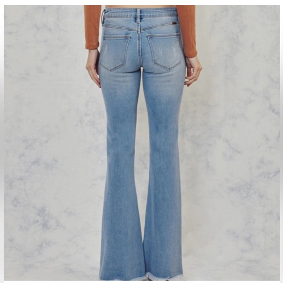 KanCan Distressed Women's Flare Denim Jeans - Picture 4 of 6